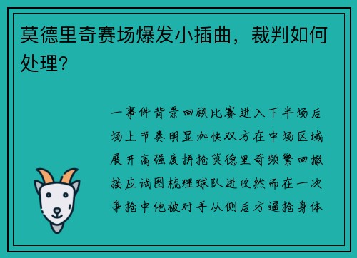 莫德里奇赛场爆发小插曲，裁判如何处理？